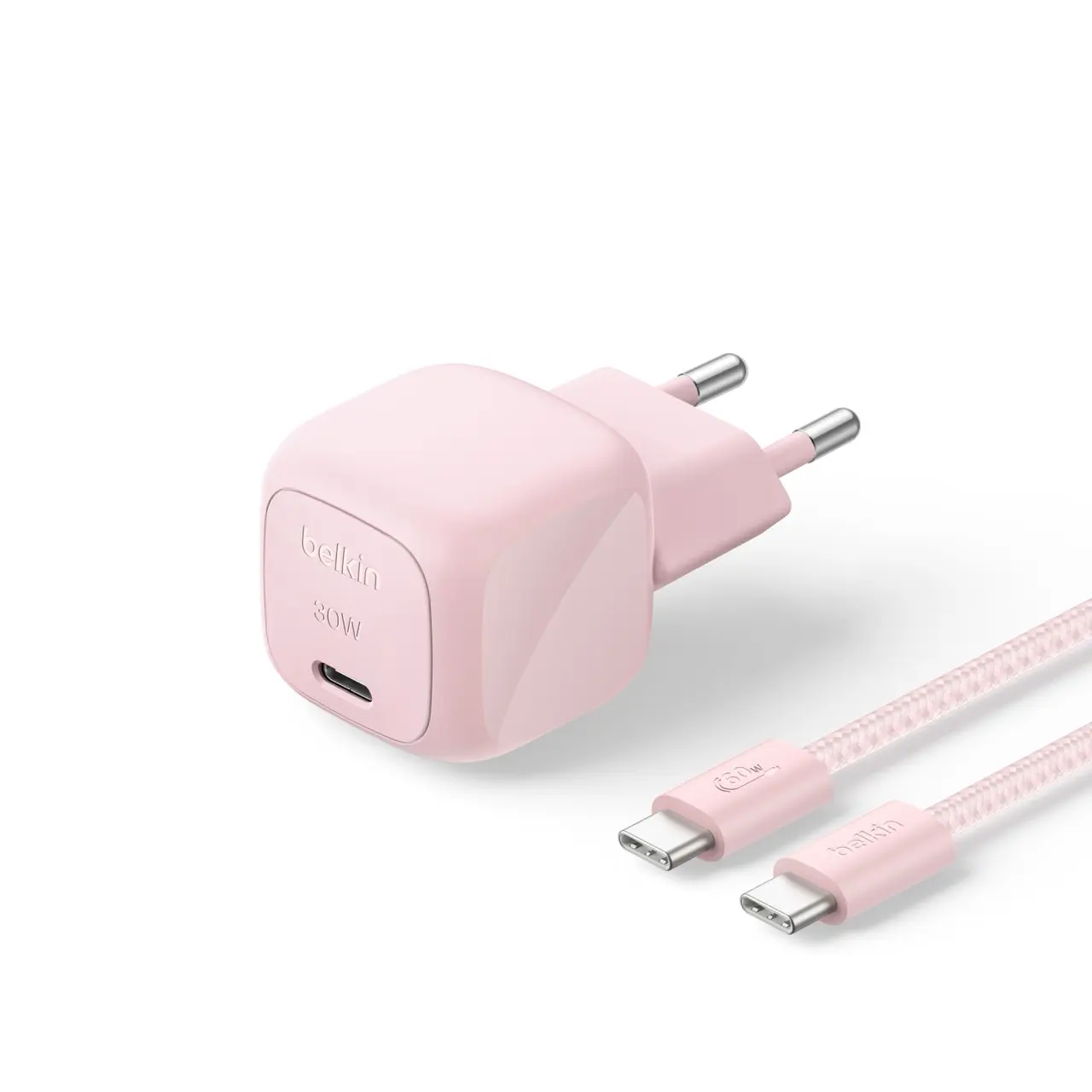 Belkin BOOSTCHARGE USB-C 30W PD3.1 PPS Charger + 2m USB-C Cable Blush
