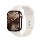 Apple Watch Series 10 GPS + Cellular 46mm Gold Titanium - Starlight Sport Band - Medium/Large