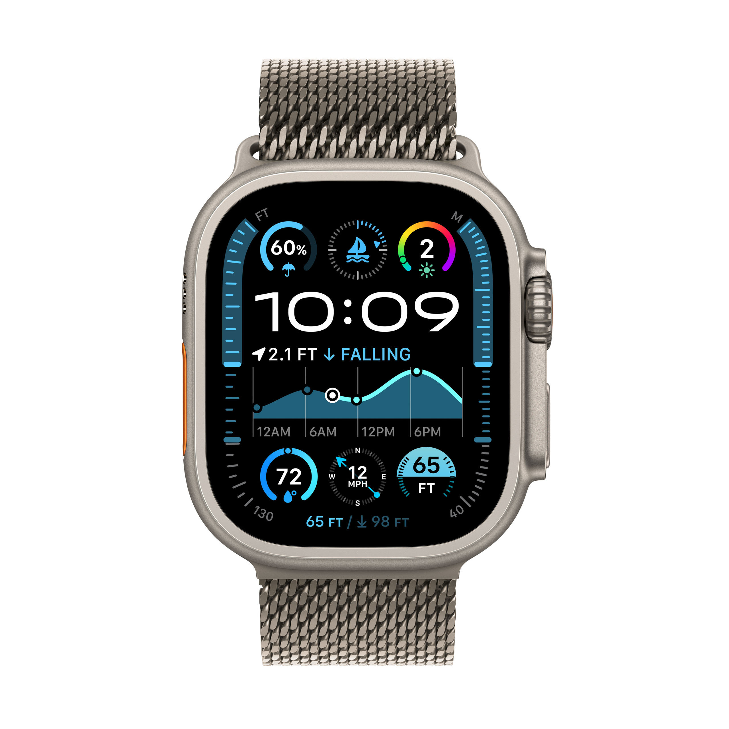 Apple Watch Ultra 2 GPS + Cellular 49mm Natural Titanium - Natural Titanium Milanese Loop - Large