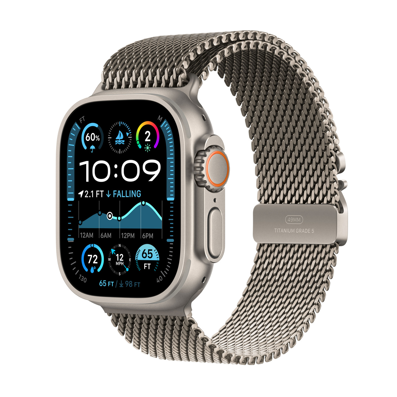 Apple Watch Ultra 2 GPS + Cellular 49mm Natural Titanium - Natural Titanium Milanese Loop - Large