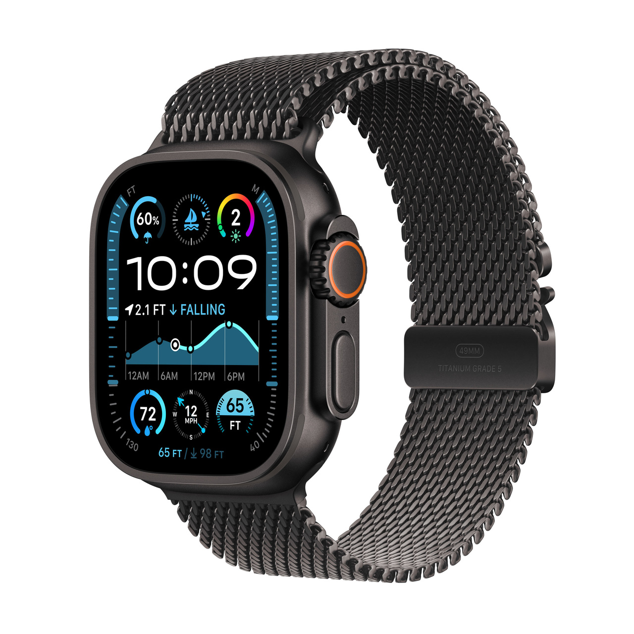 Apple Watch Ultra 2 GPS + Cellular 49mm Black Titanium - Black Titanium Milanese Loop - Large