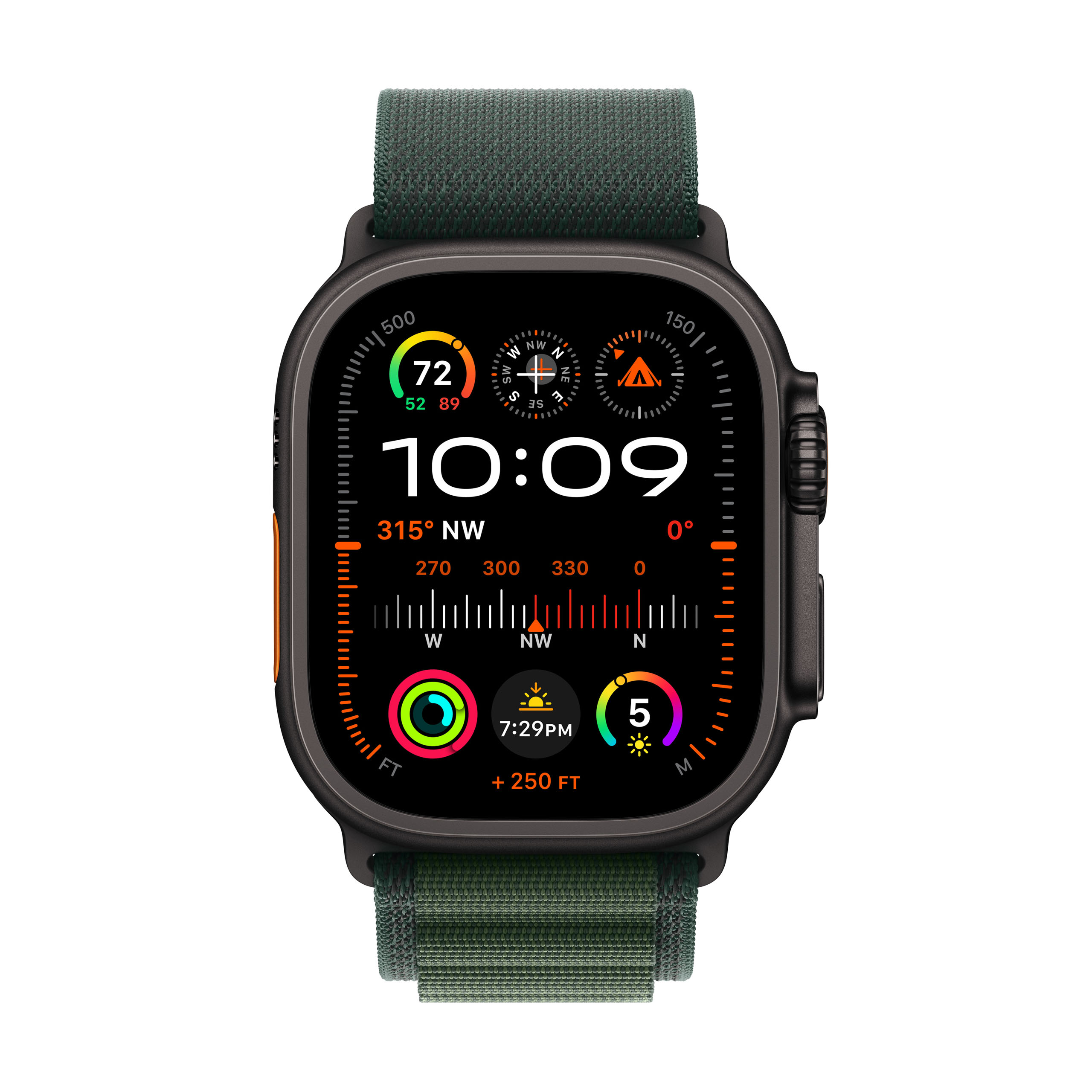 Apple Watch Ultra 2 GPS + Cellular 49mm Black Titanium - Dark Green Alpine Loop - Large