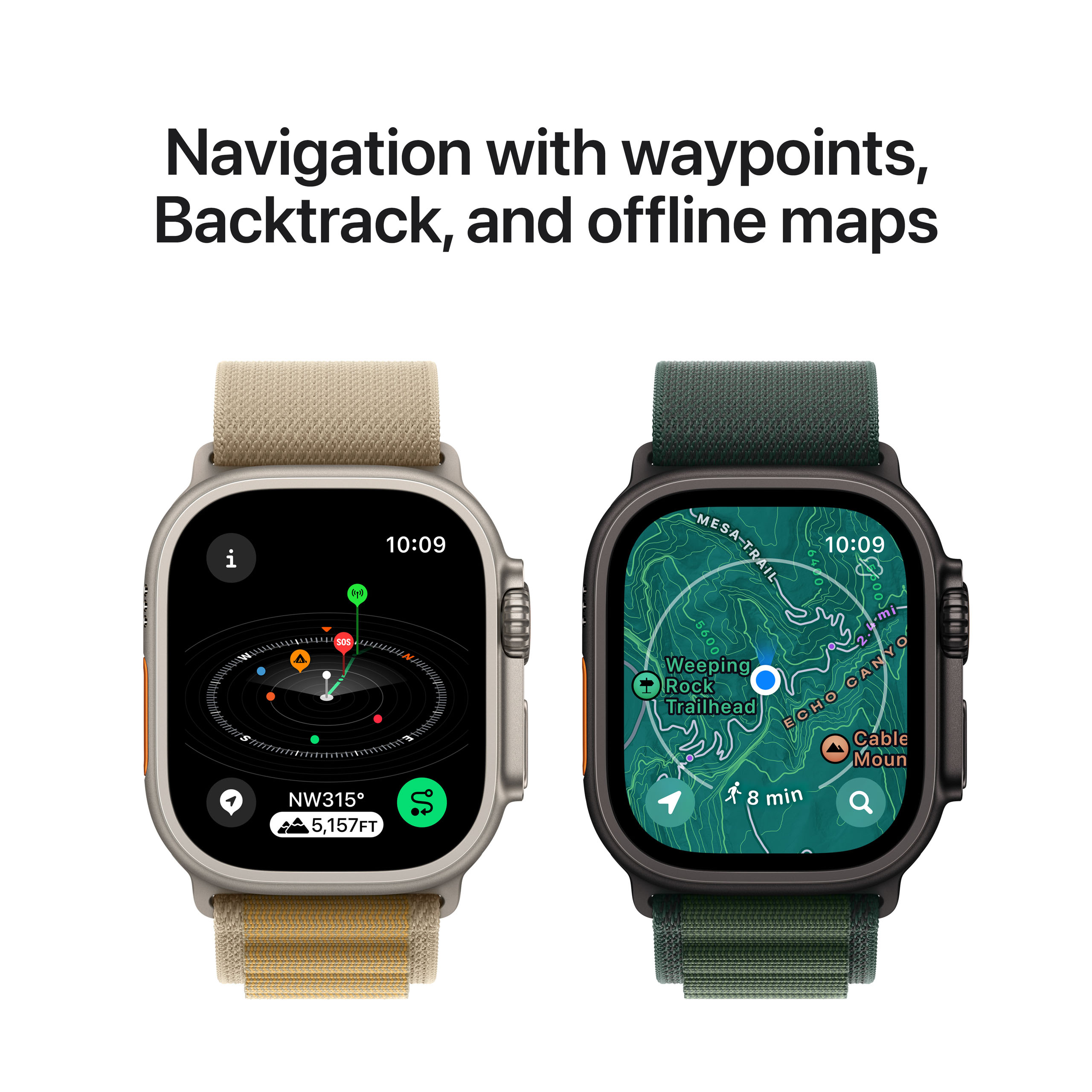 Apple Watch Ultra 2 GPS + Cellular 49mm Black Titanium - Dark Green Alpine Loop - Large