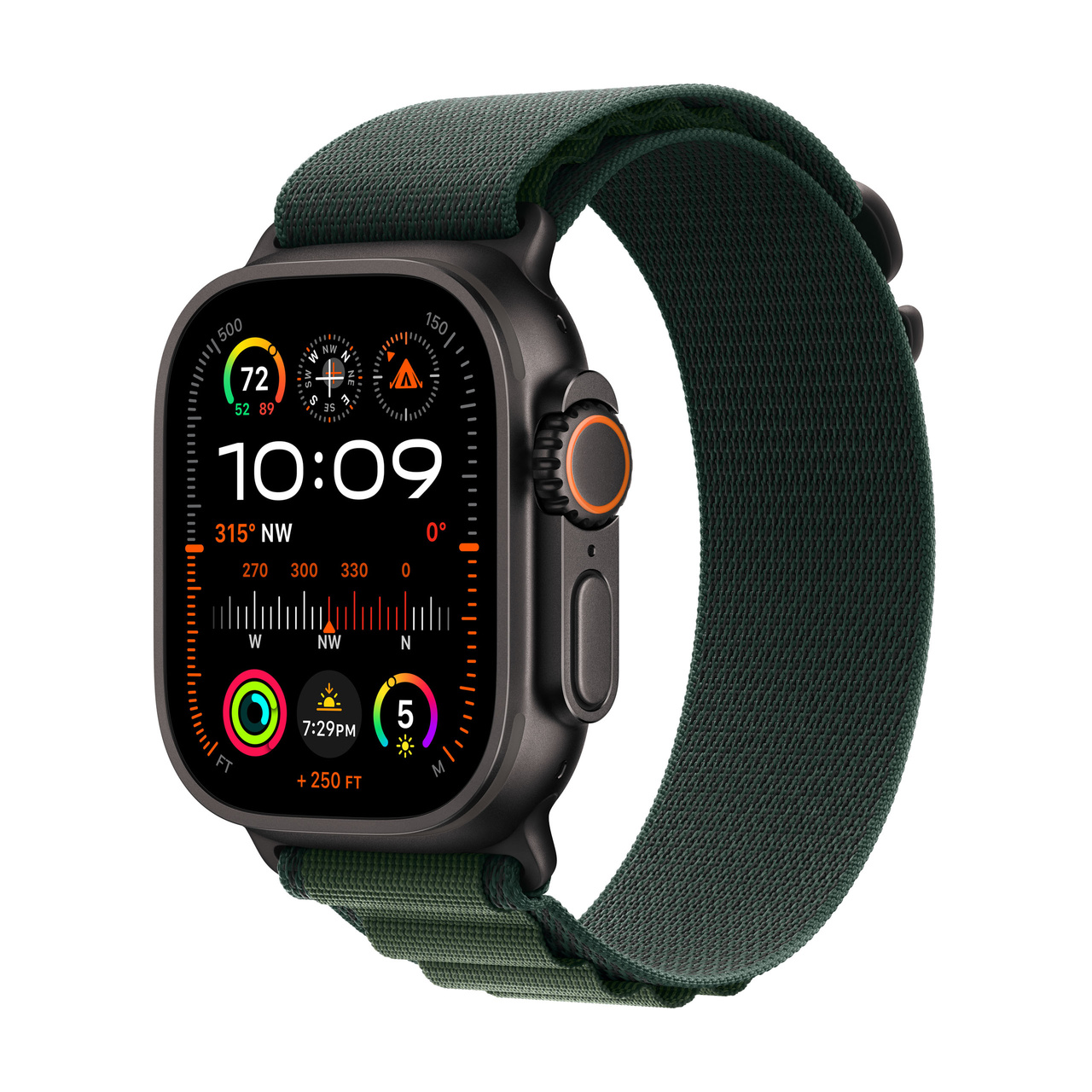 Apple Watch Ultra 2 GPS + Cellular 49mm Black Titanium - Dark Green Alpine Loop - Large
