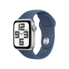 Apple Watch SE 2024 GPS 40mm Silver Aluminium - Denim Sport Band - Small/Medium