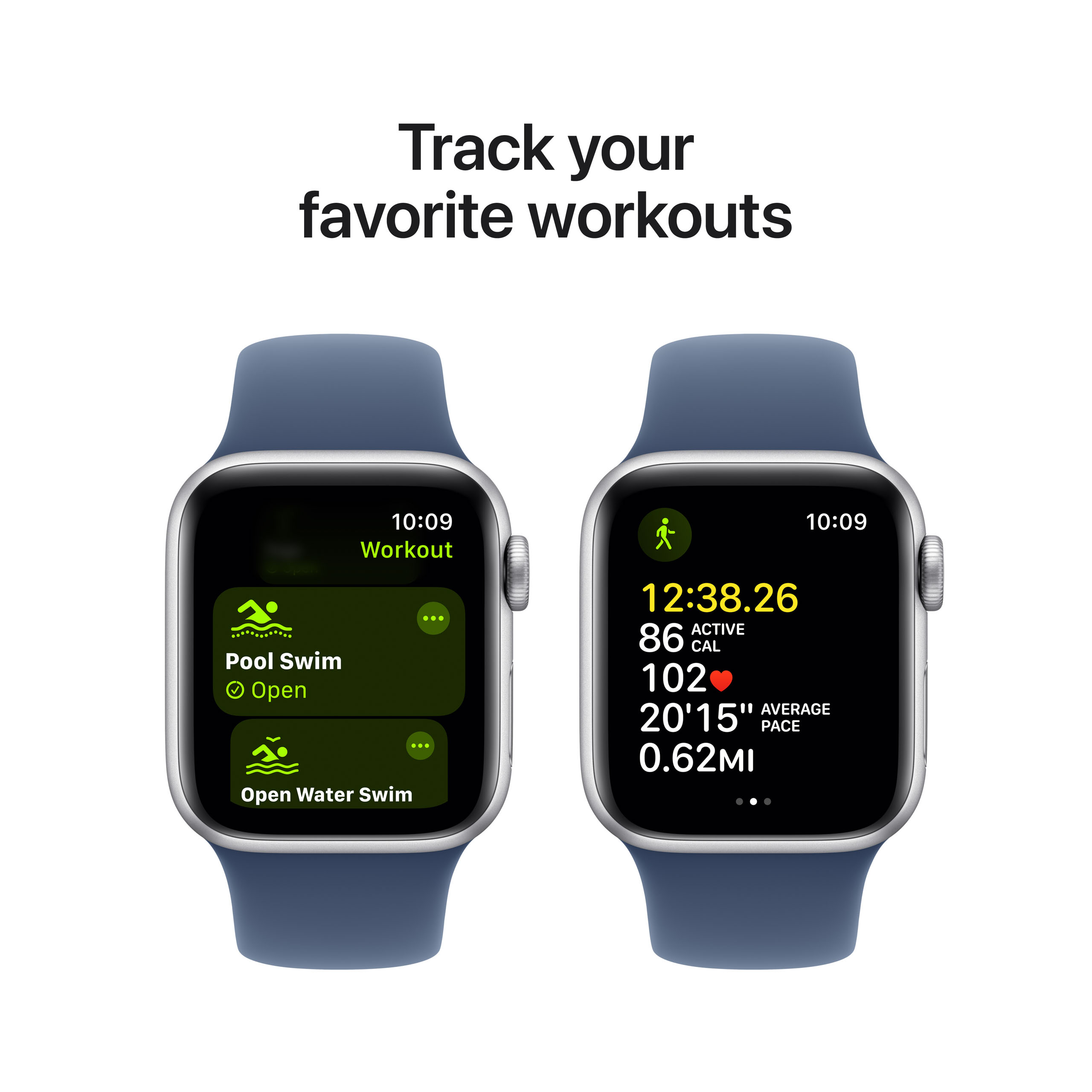 Apple Watch SE 2024 GPS 40mm Silver Aluminium - Denim Sport Band - Small/Medium
