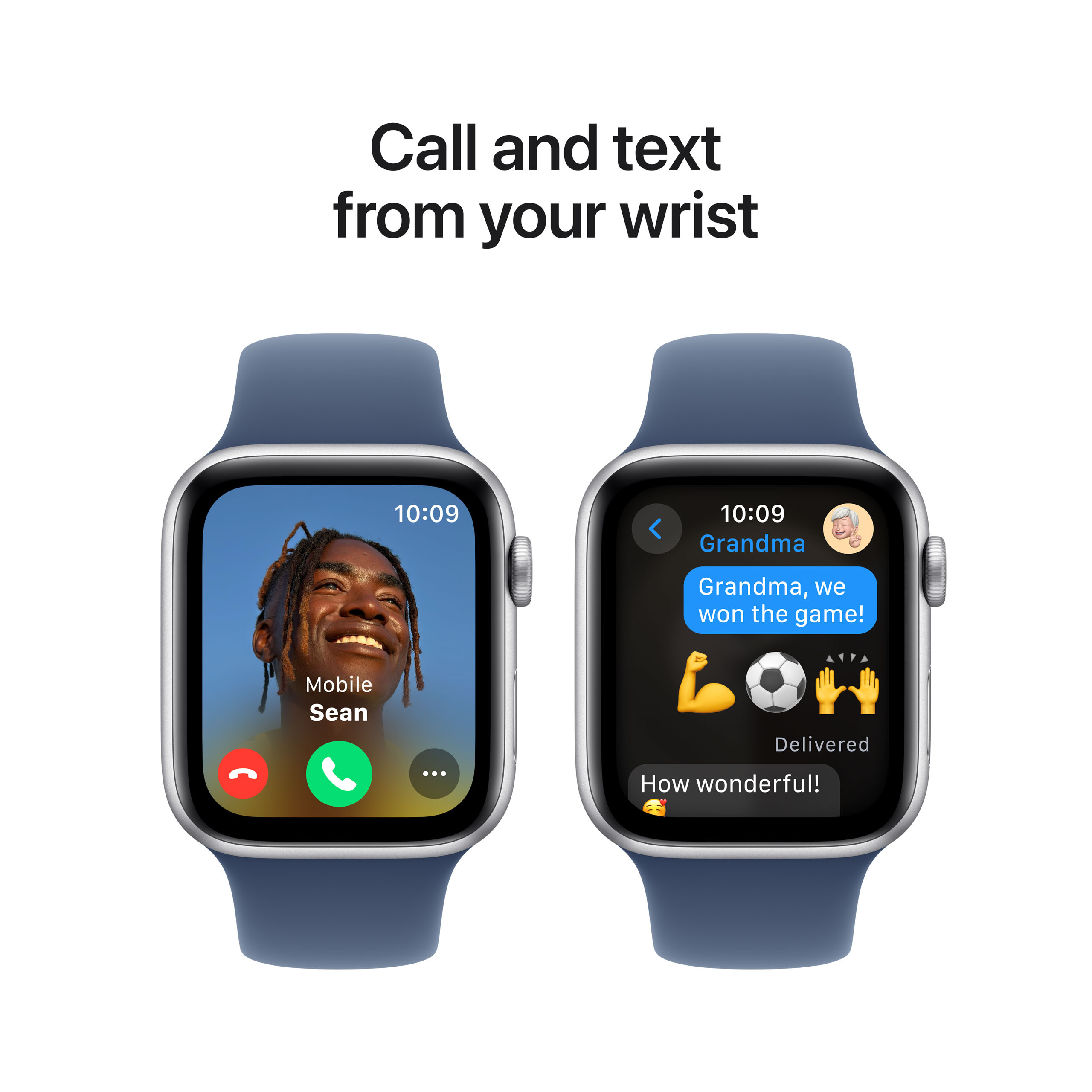Apple Watch SE 2024 GPS 44mm Silver Aluminium - Denim Sport Band - Medium/Large