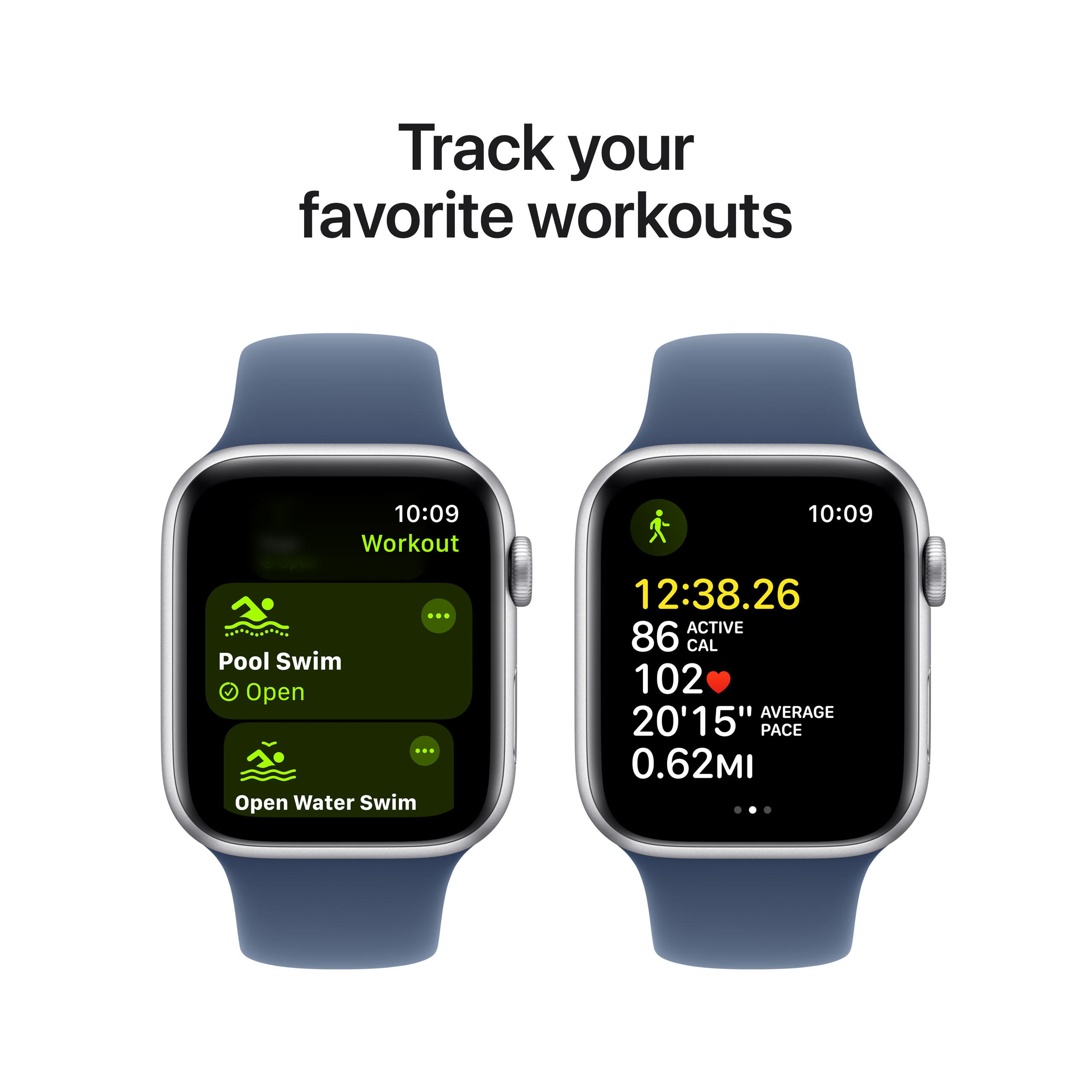 Apple Watch SE 2024 GPS 44mm Silver Aluminium - Denim Sport Band - Medium/Large