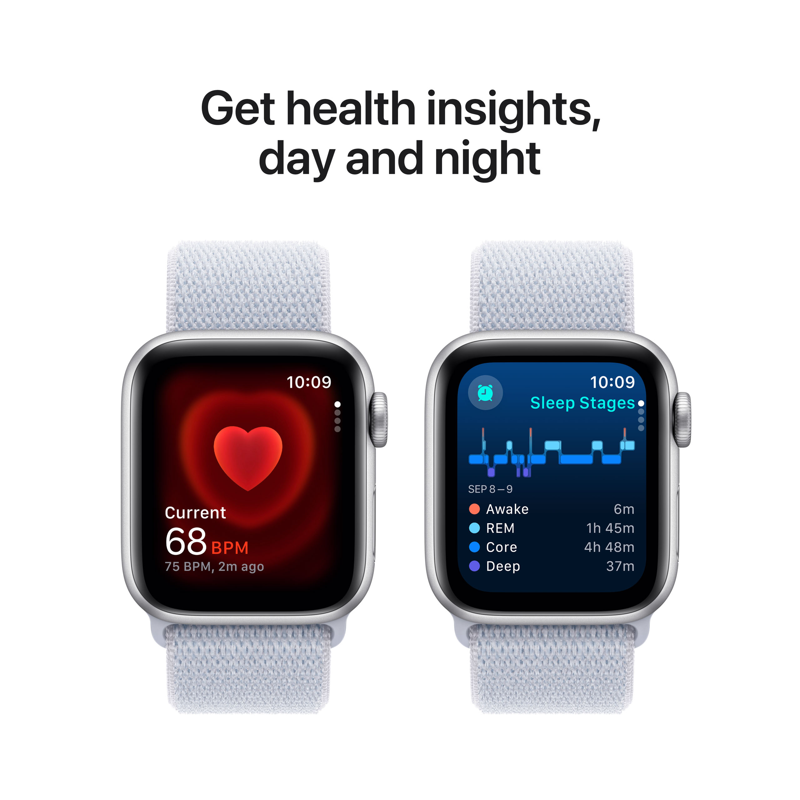 Apple Watch SE 2024 GPS + Cellular 40mm Silver Aluminium - Blue Cloud Sport Loop