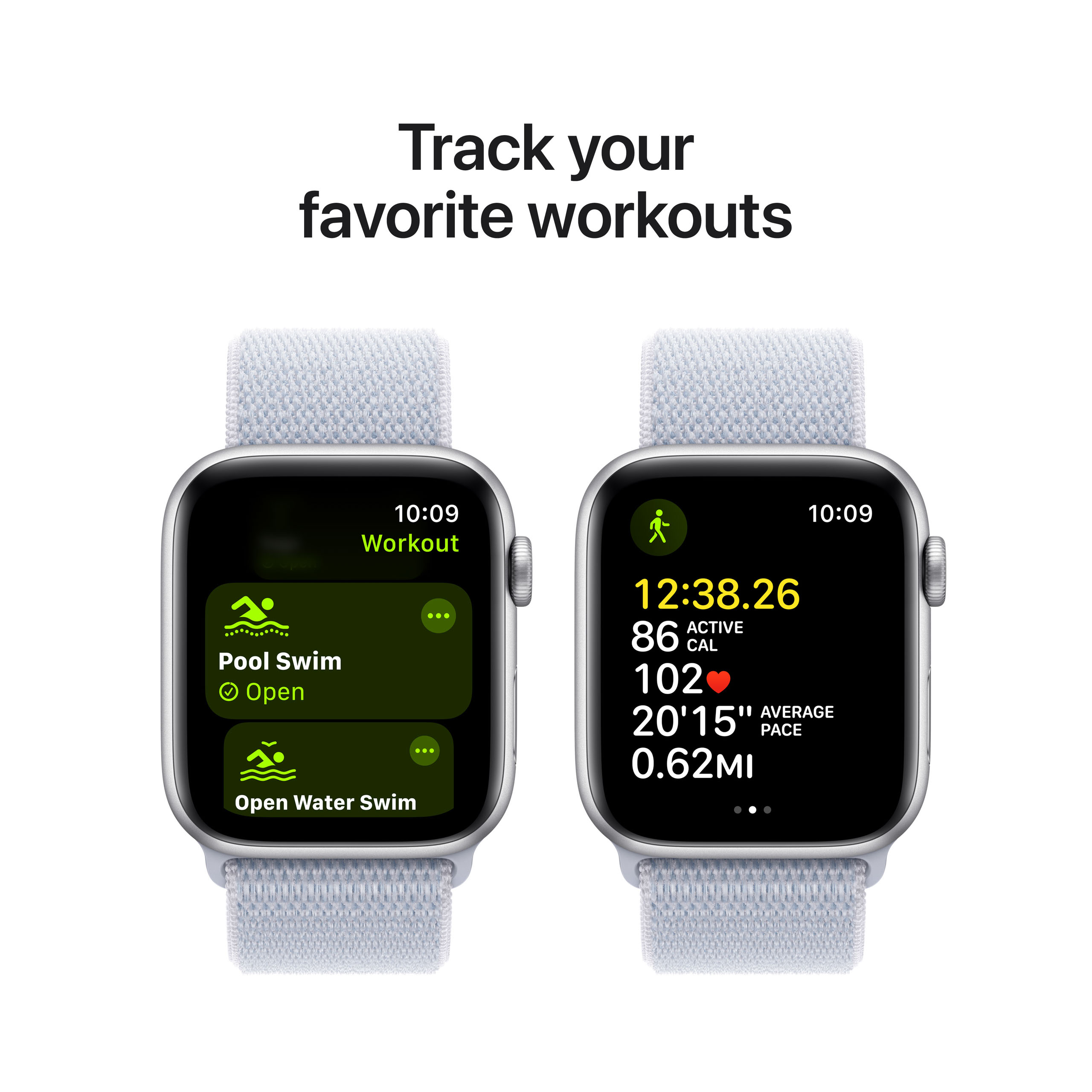 Apple Watch SE 2024 GPS 44mm Silver Aluminium - Blue Cloud Sport Loop