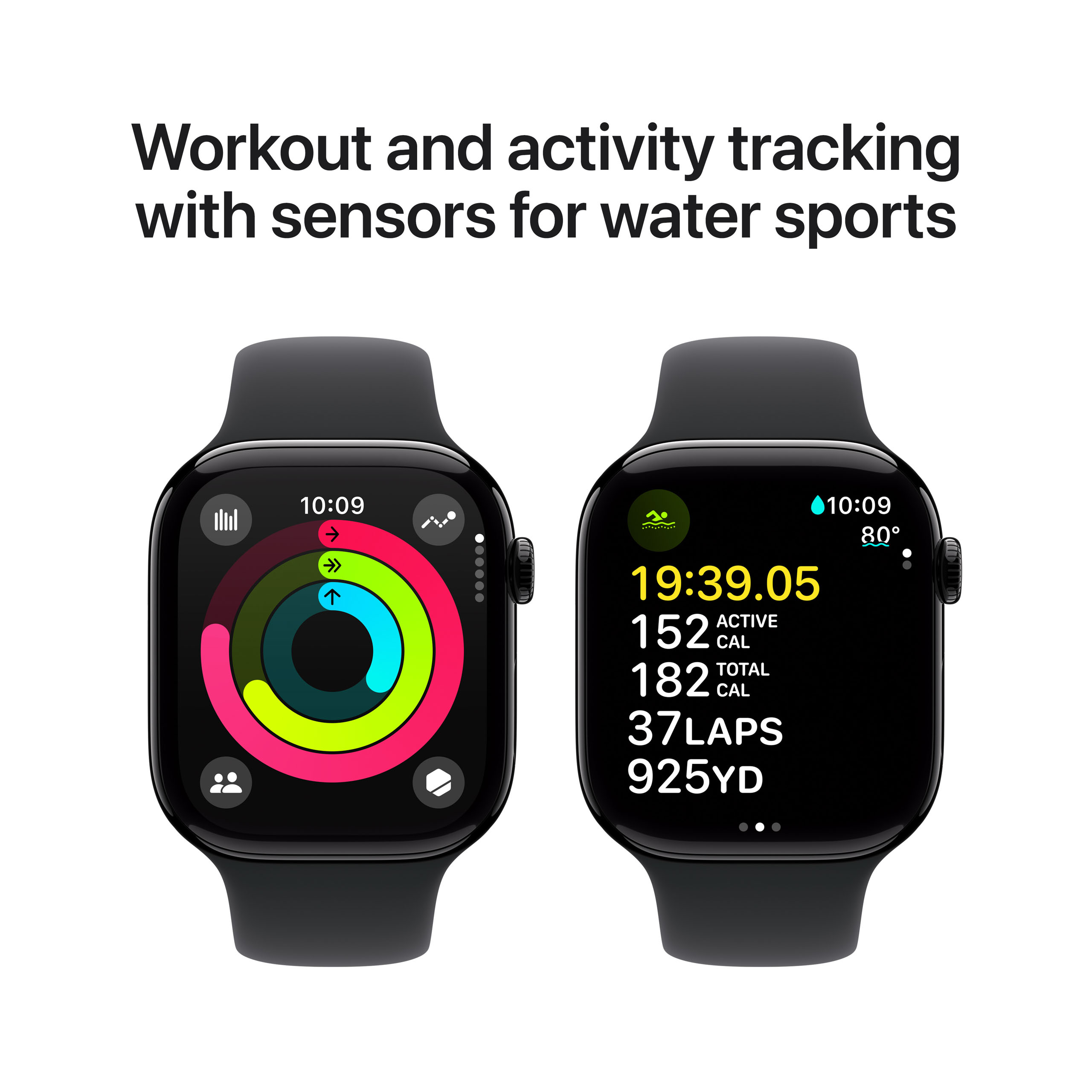 Apple Watch Series 10 GPS 46mm Jet Black Aluminium - Black Sport Band - Small/Medium