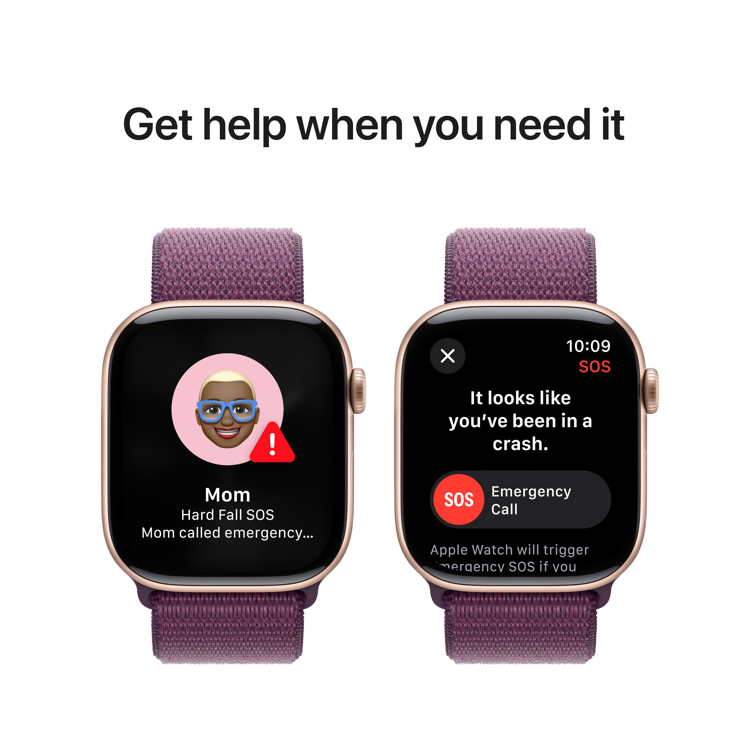 Apple Watch Series 10 GPS 46mm Rose Gold Aluminium - Plum Sport Loop