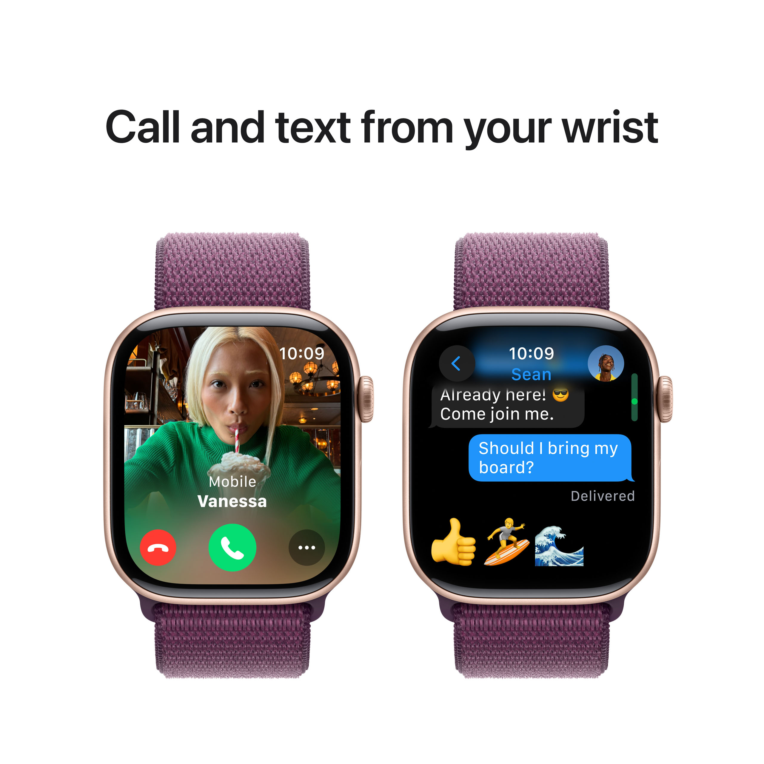 Apple Watch Series 10 GPS 46mm Rose Gold Aluminium - Plum Sport Loop