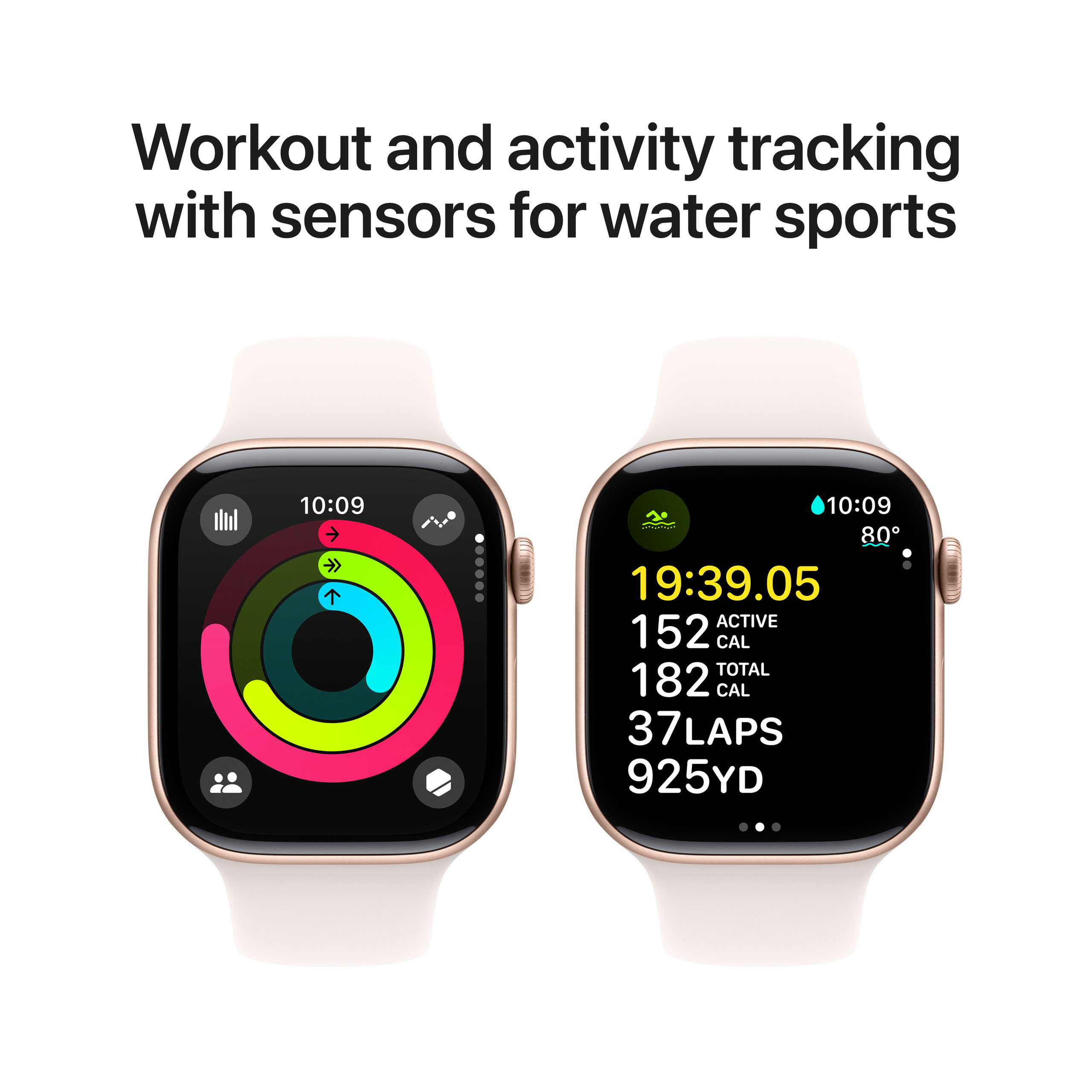 Apple Watch Series 10 GPS 46mm Rose Gold Aluminium - Light Blush Sport Band - Medium/Large