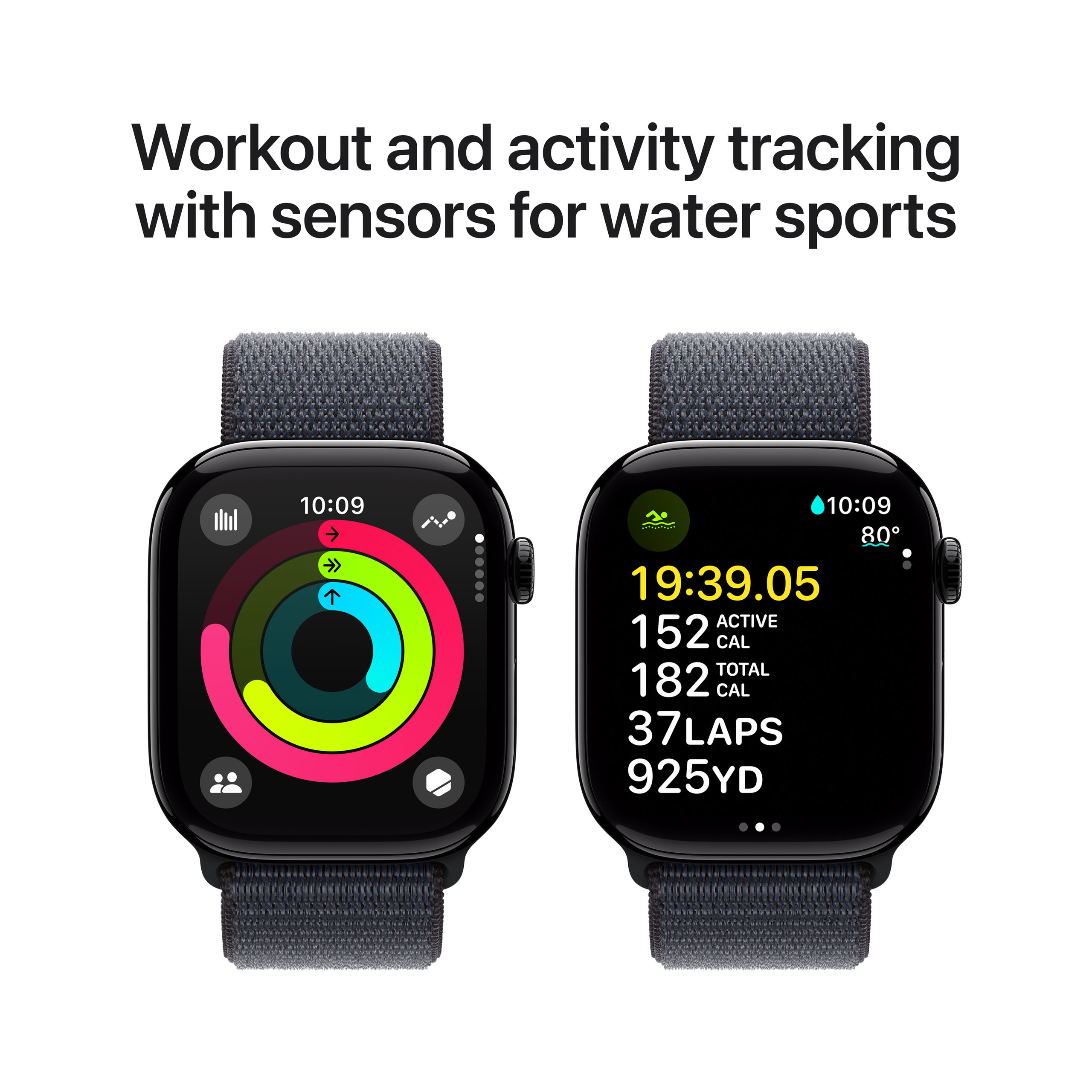Apple Watch Series 10 GPS 46mm Jet Black Aluminium - Ink Sport Loop