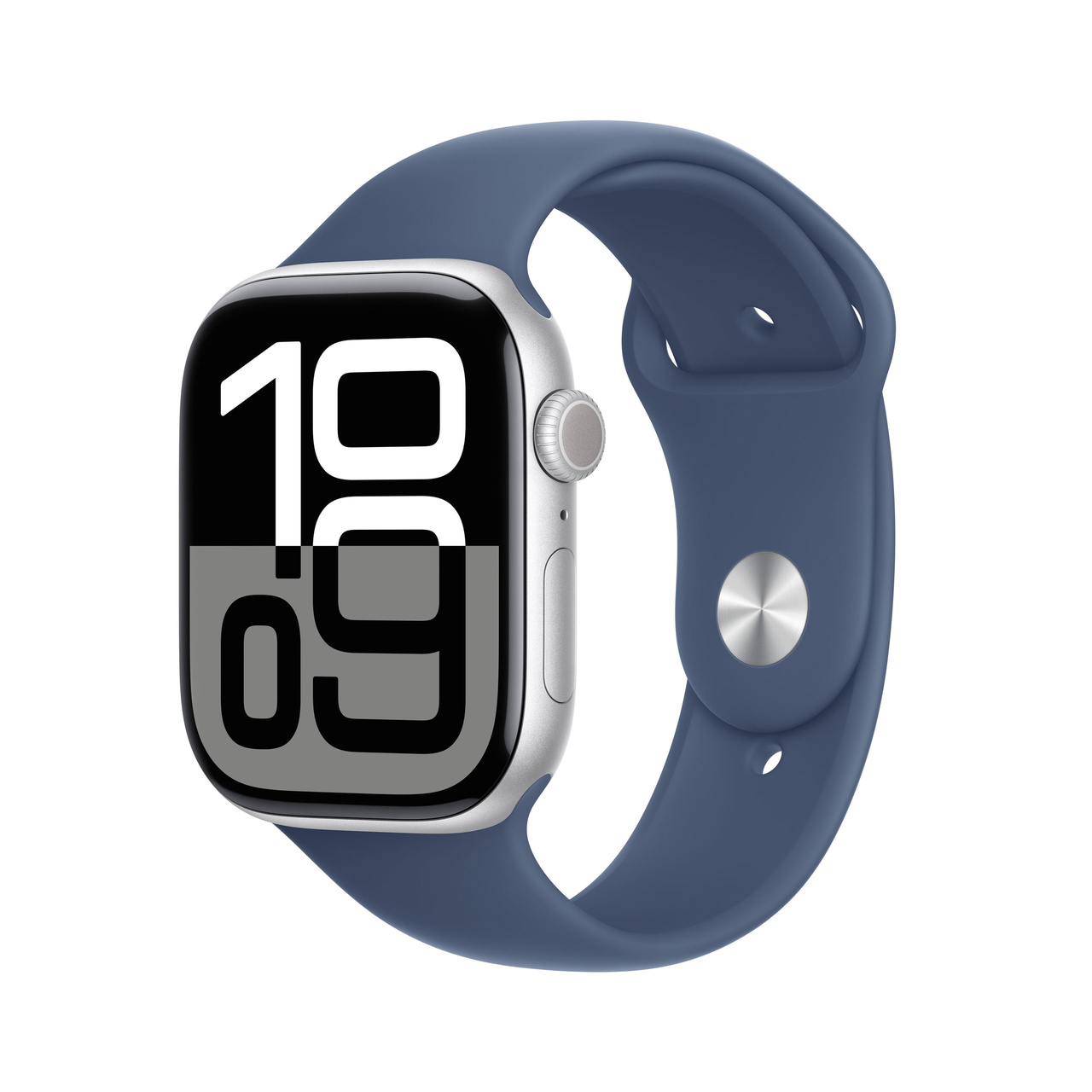 Apple Watch Series 10 GPS 46mm Silver Aluminium - Denim Sport Band - Medium/Large