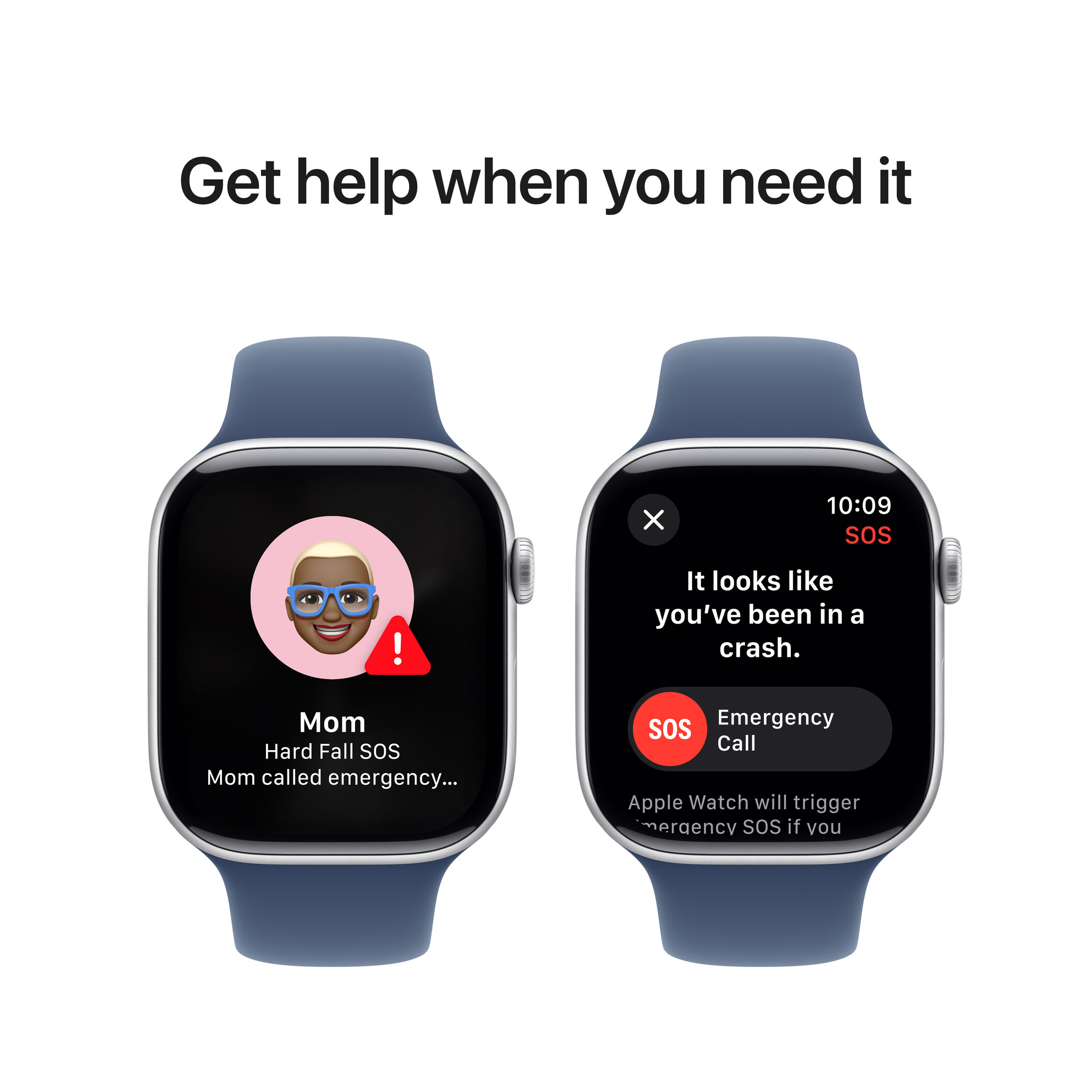 Apple Watch Series 10 GPS 46mm Silver Aluminium - Denim Sport Band - Medium/Large