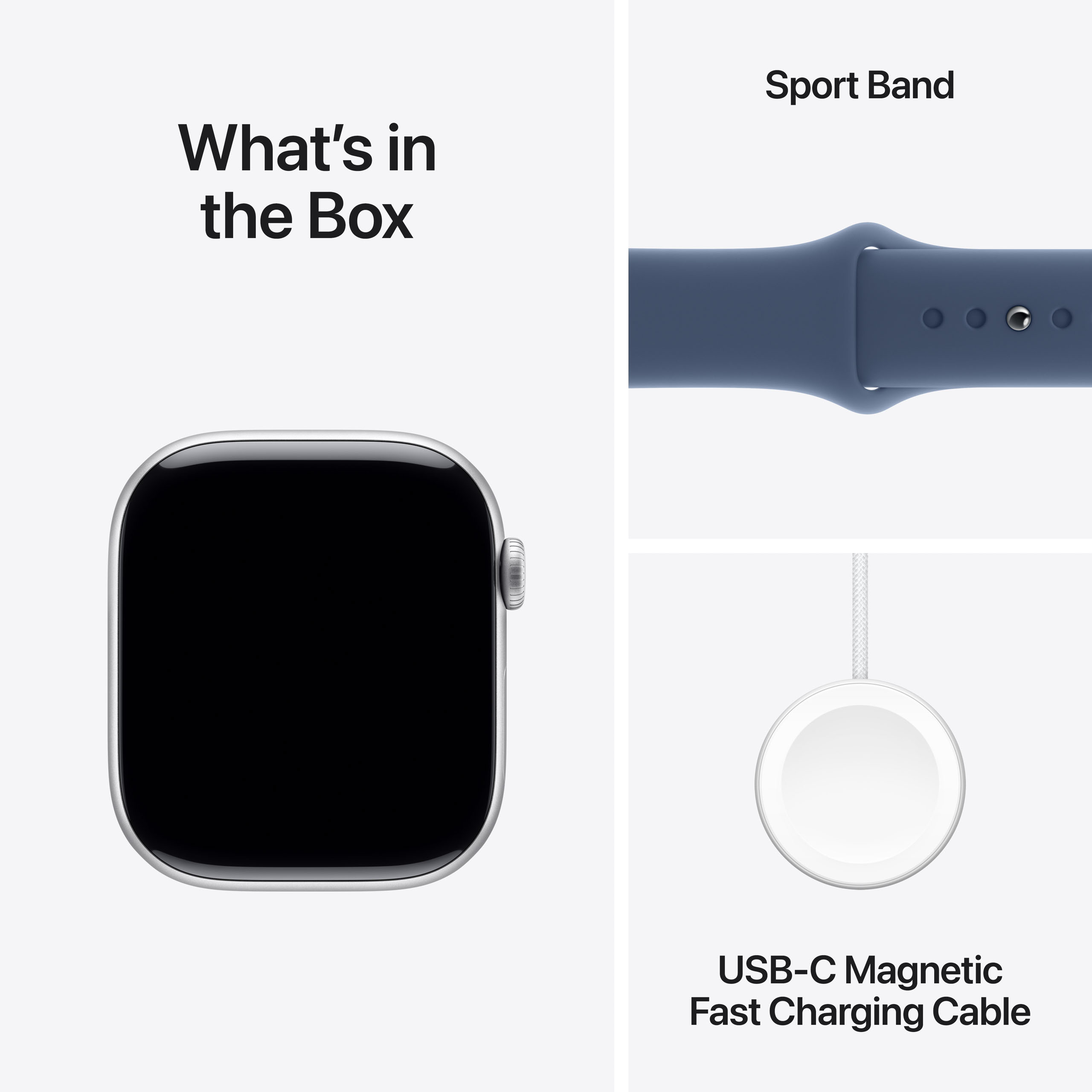 Apple Watch Series 10 GPS 46mm Silver Aluminium - Denim Sport Band - Medium/Large