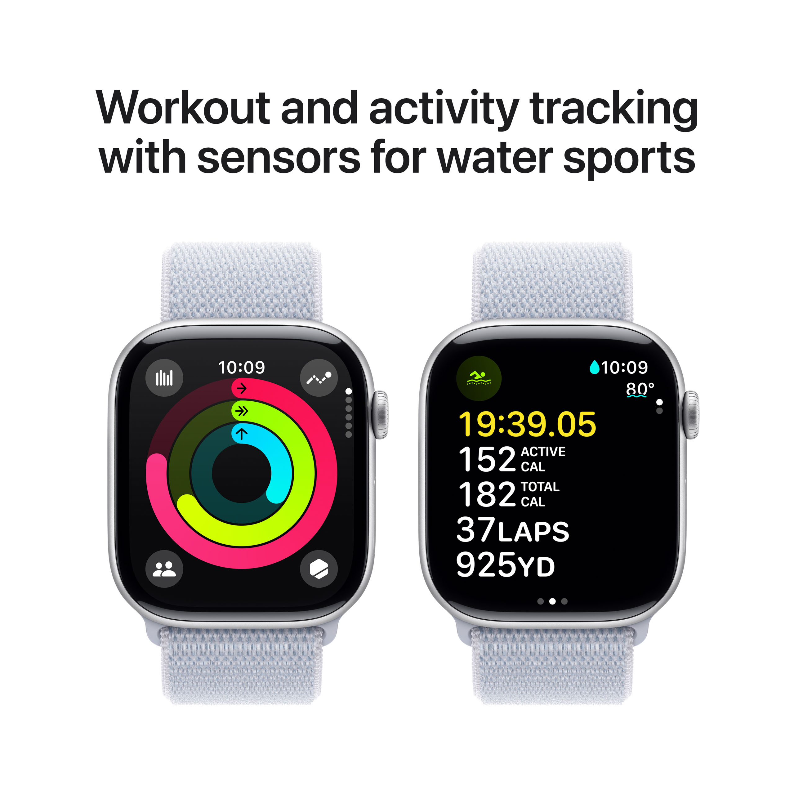 Apple Watch Series 10 GPS 46mm Silver Aluminium - Blue Cloud Sport Loop
