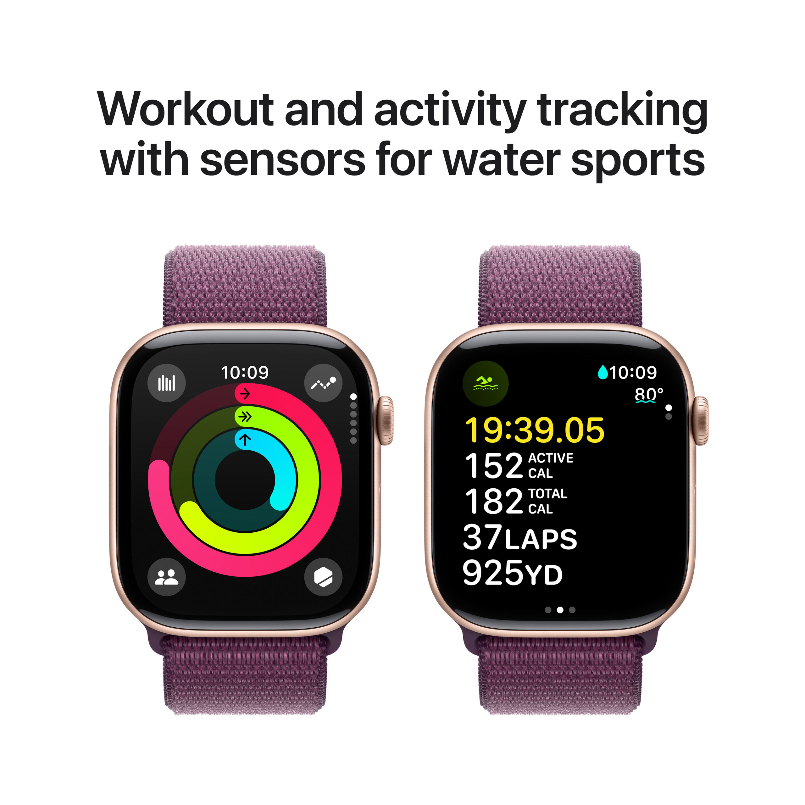 Apple Watch Series 10 GPS 46mm Rose Gold Aluminium - Plum Sport Loop