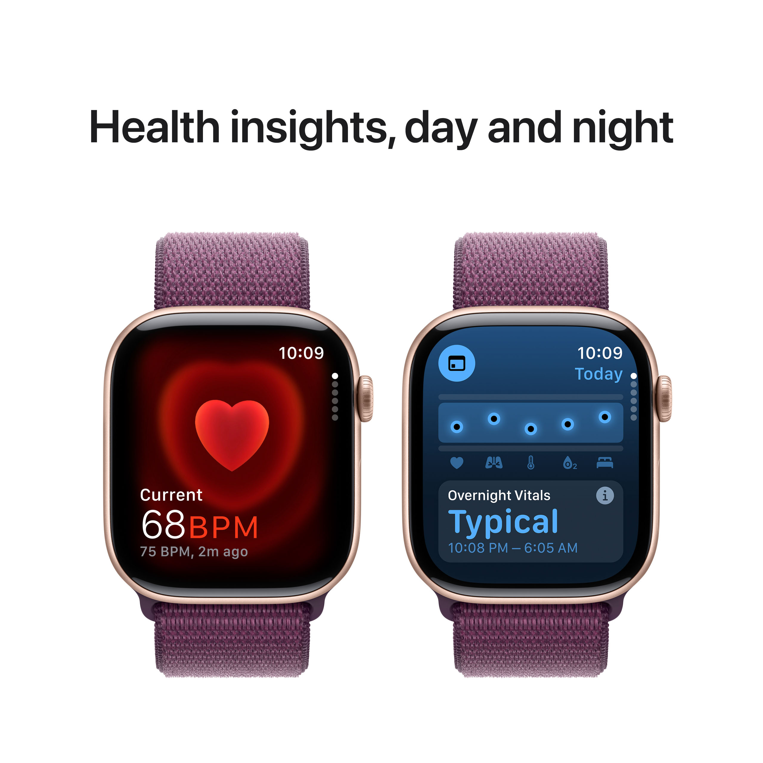 Apple Watch Series 10 GPS 46mm Rose Gold Aluminium - Plum Sport Loop