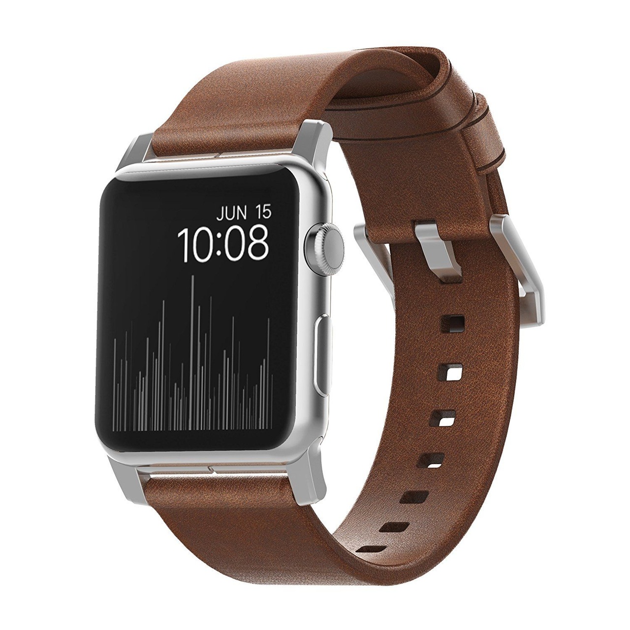 Nomad Watch 44/45/49mm Modern Band Rustic Brown Leather/Silver hardware