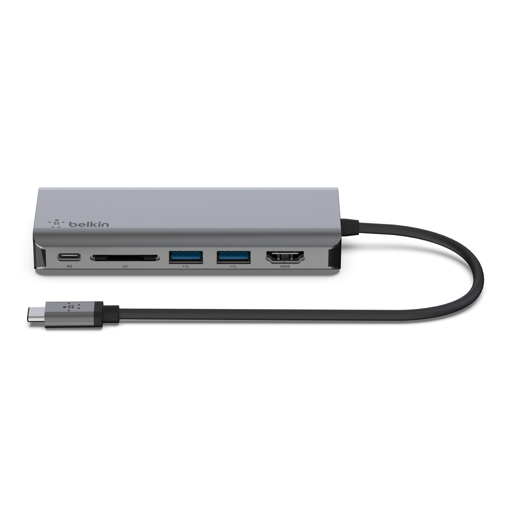Belkin CONNECT USB-C 6-in-1 MultiPort + Ethernet Adapter Space Grey