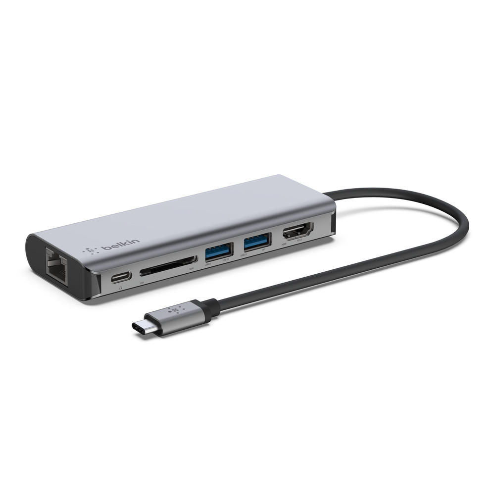 Belkin CONNECT USB-C 6-in-1 MultiPort + Ethernet Adapter Space Grey