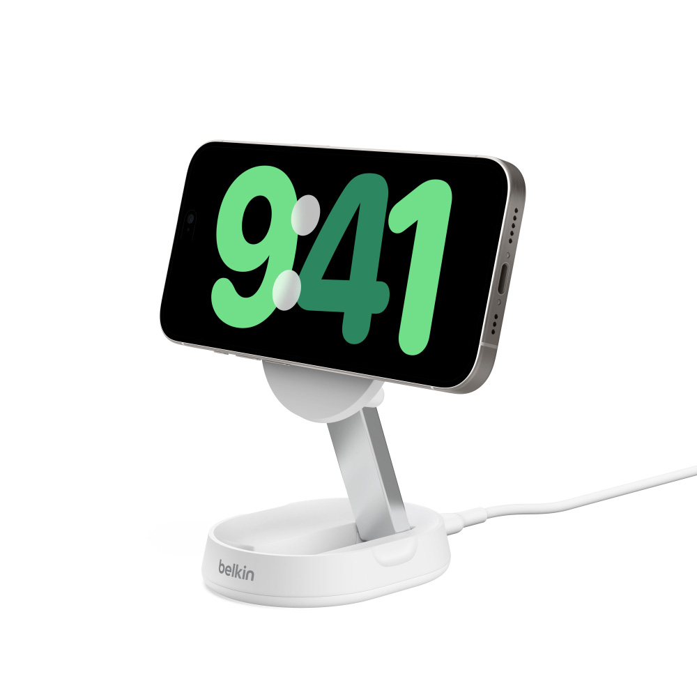 Belkin BOOSTCHARGE Pro 2-in-1 Magnetic Wireless QI2 15W Charging Stand White