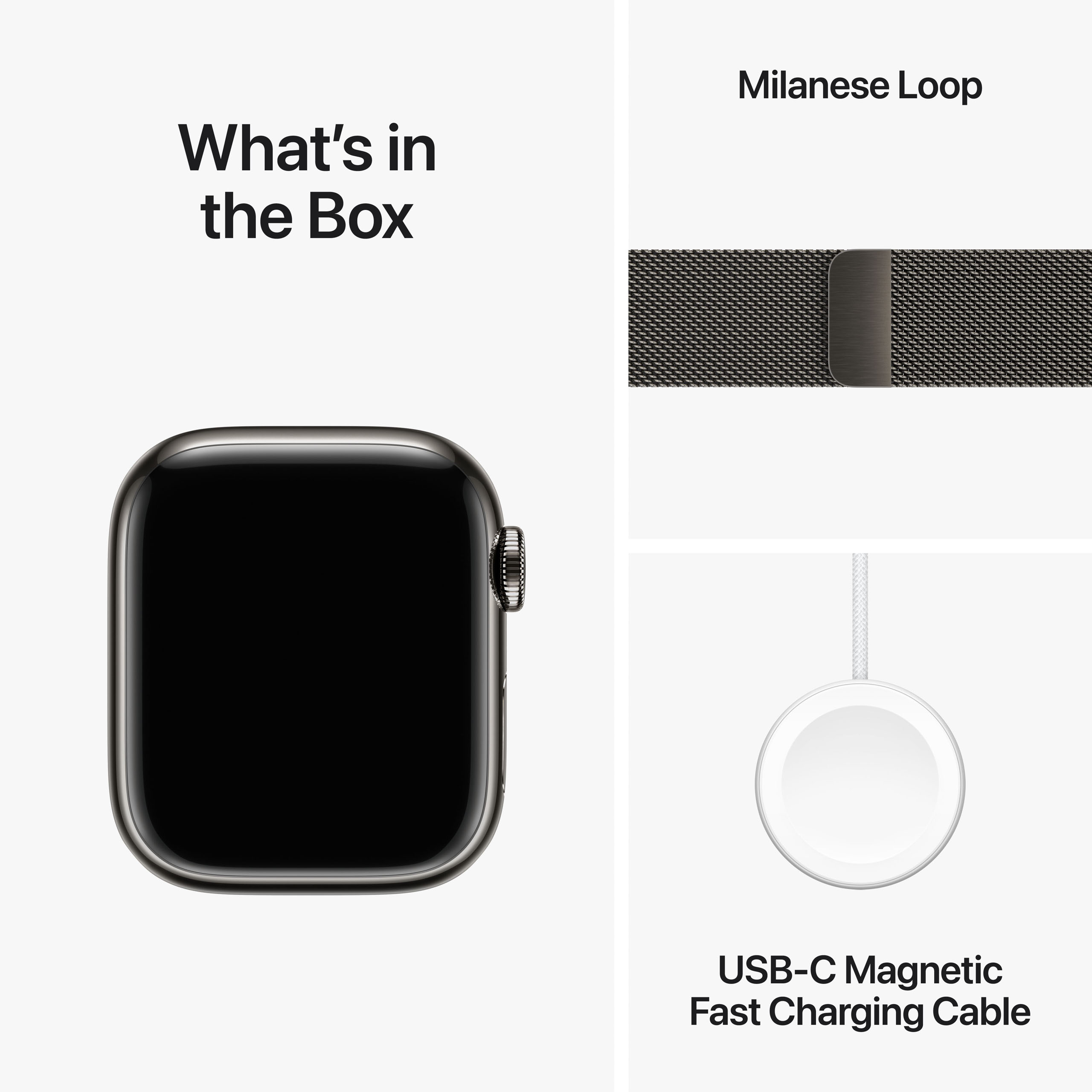 Apple Watch Series 9 GPS + Cellular 41mm Graphite Stainless Steel - Graphite Milanese Loop