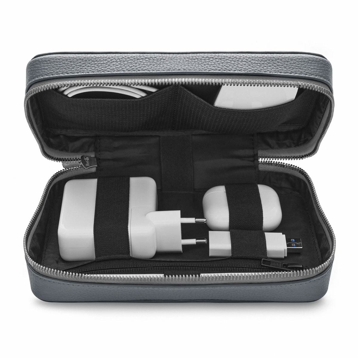 Woolnut Leather Tech Organizer - Grey