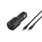 Belkin BOOSTCHARGE Dual Car Charger 42W USB-C 30W PD + USB-A 12W Black