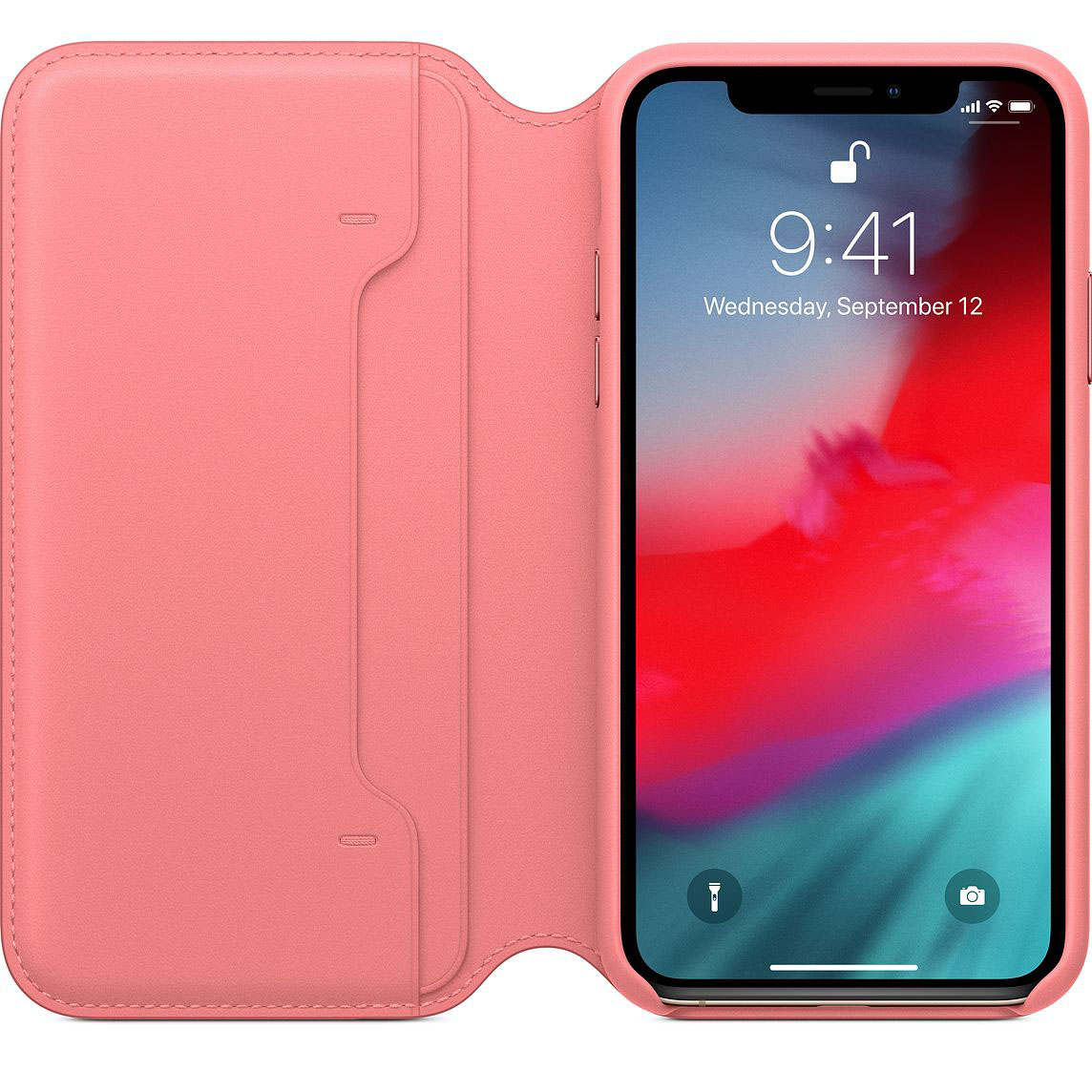 Apple iPhone XS Leather Folio Peony Pink