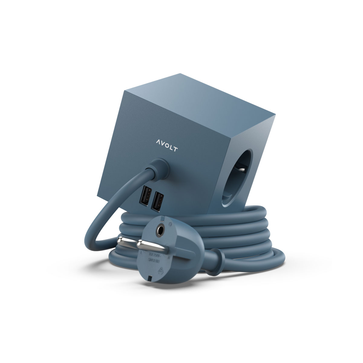 AVOLT Square1 3x Jatkojohto + 2x USB-A Ocean Blue